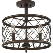 Quoizel Dury 3 Light Semi-Flush Mount in Palladian Bronze