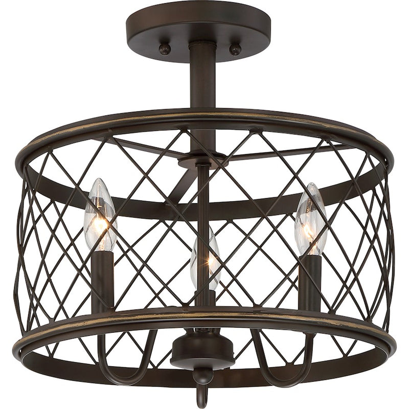 Quoizel Dury 3 Light Semi-Flush Mount in Palladian Bronze