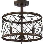 Quoizel Dury 3 Light Semi-Flush Mount in Palladian Bronze