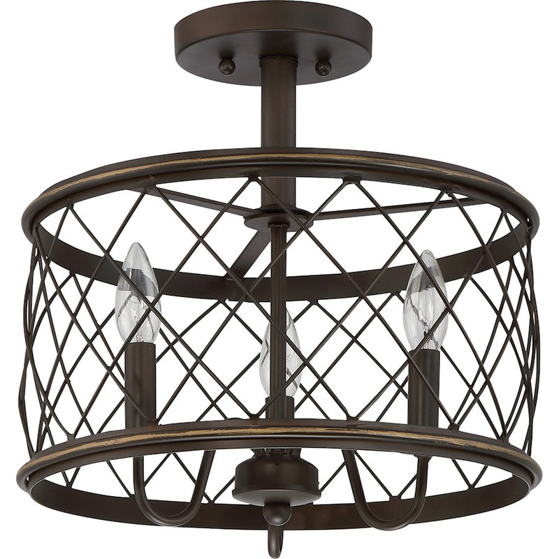 Quoizel Dury 3 Light Semi-Flush Mount in Palladian Bronze