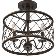 Quoizel Dury 3 Light Semi-Flush Mount in Palladian Bronze