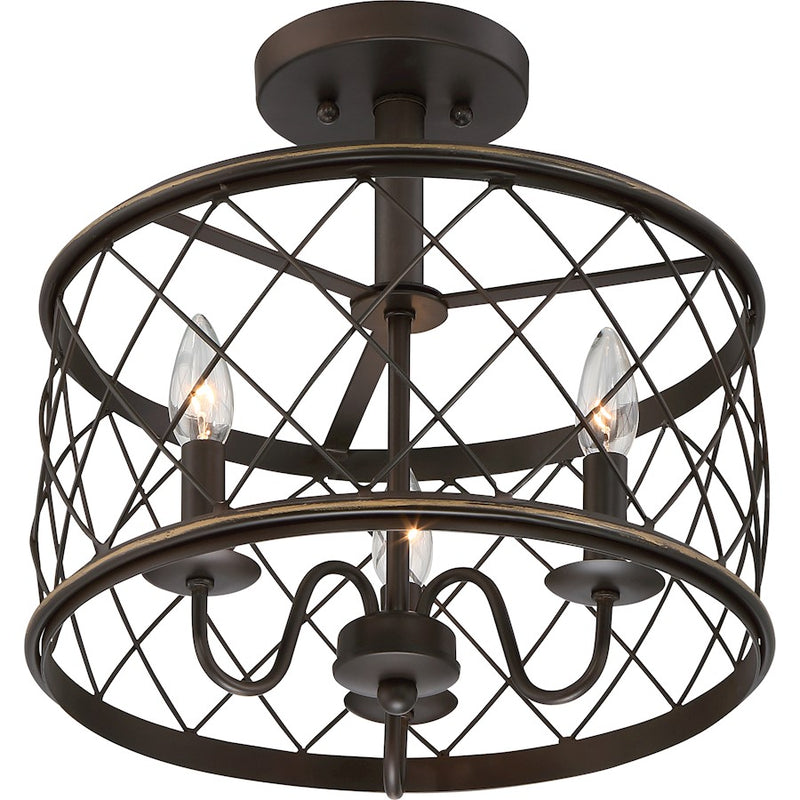 Quoizel Dury 3 Light Semi-Flush Mount in Palladian Bronze