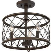 Quoizel Dury 3 Light Semi-Flush Mount in Palladian Bronze