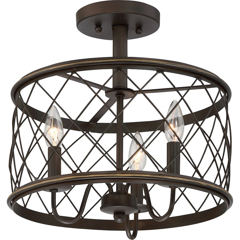 Quoizel Dury 3 Light Semi-Flush Mount in Palladian Bronze