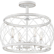 Quoizel Dury Semi-Flush Mount, 17", Antique White