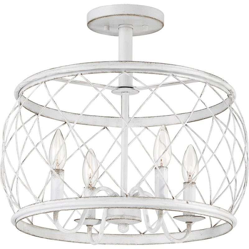 Quoizel Dury Semi-Flush Mount, 17", Antique White