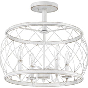 Quoizel Dury Semi-Flush Mount, 17", Antique White