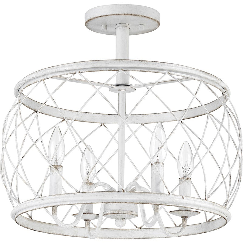 Quoizel Dury Semi-Flush Mount, 17", Antique White