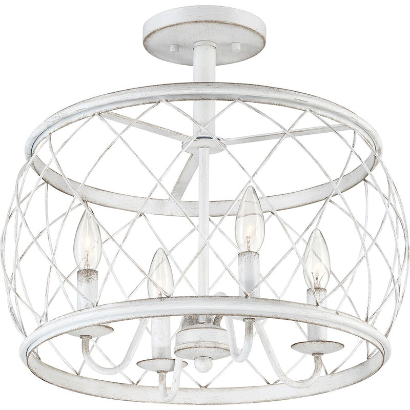 Quoizel Dury Semi-Flush Mount, 17", Antique White