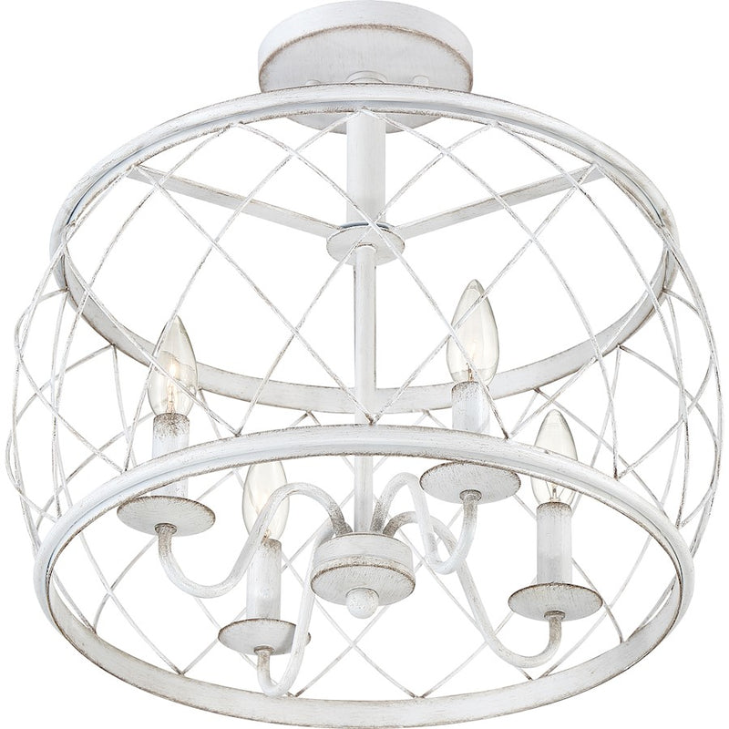 Quoizel Dury Semi-Flush Mount, 17", Antique White