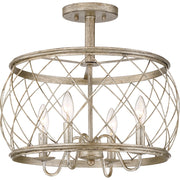 Quoizel Dury 4 Light Semi-Flush Mount, Century Silver Leaf