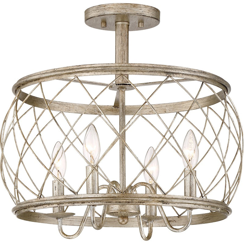 Quoizel Dury 4 Light Semi-Flush Mount, Century Silver Leaf