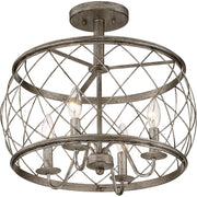 Quoizel Dury 4 Light Semi-Flush Mount, Century Silver Leaf