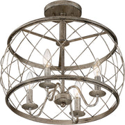 Quoizel Dury 4 Light Semi-Flush Mount, Century Silver Leaf
