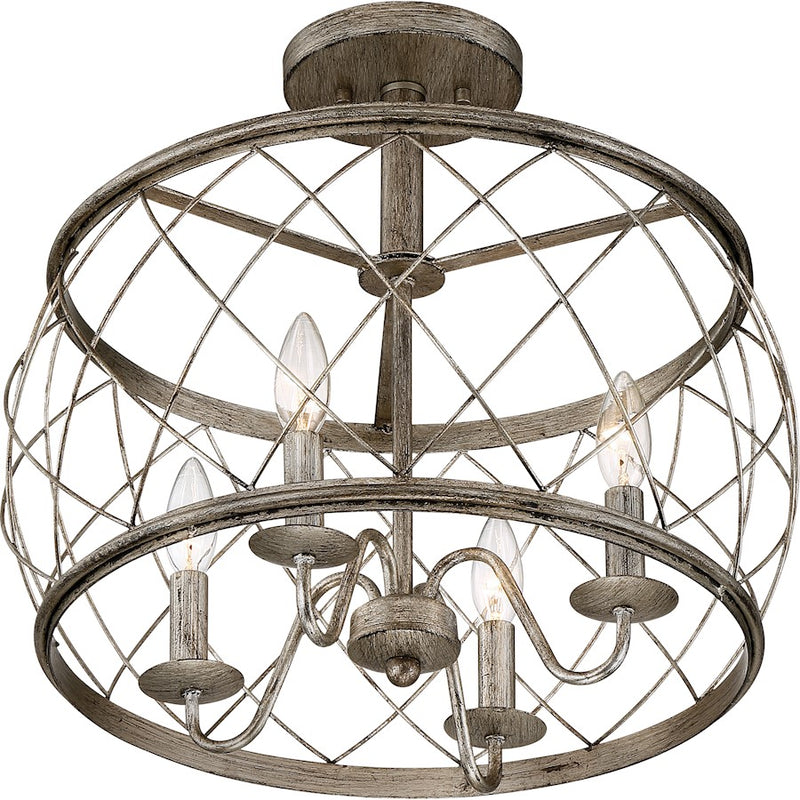 Quoizel Dury 4 Light Semi-Flush Mount, Century Silver Leaf