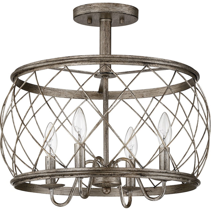 Quoizel Dury 4 Light Semi-Flush Mount, Century Silver Leaf