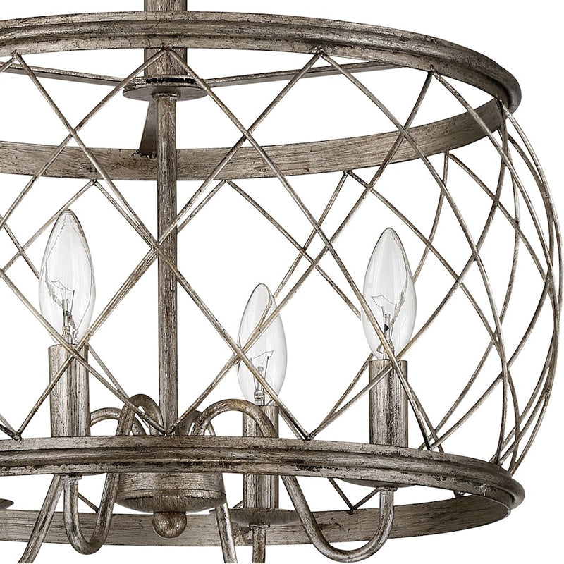 Quoizel Dury 4 Light Semi-Flush Mount, Century Silver Leaf