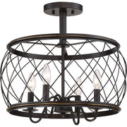 Quoizel Dury 4 Light Semi-Flush Mount, Palladian Bronze