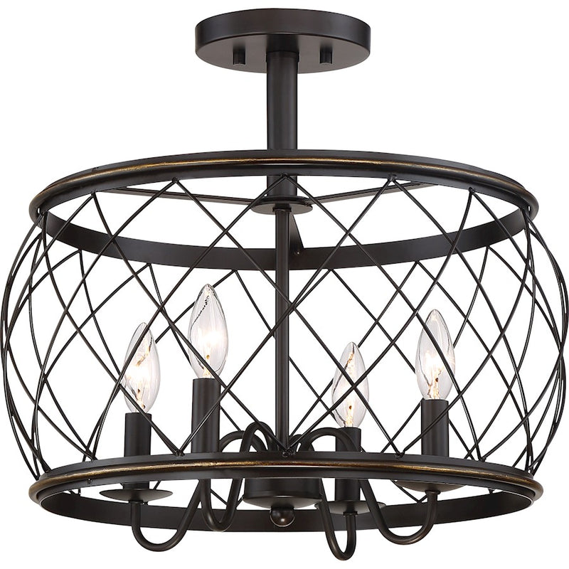 Quoizel Dury 4 Light Semi-Flush Mount, Palladian Bronze