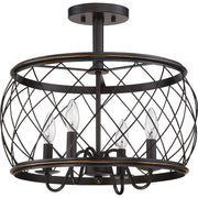 Quoizel Dury 4 Light Semi-Flush Mount, Palladian Bronze