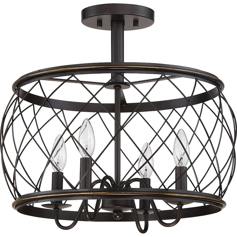 Quoizel Dury 4 Light Semi-Flush Mount, Palladian Bronze