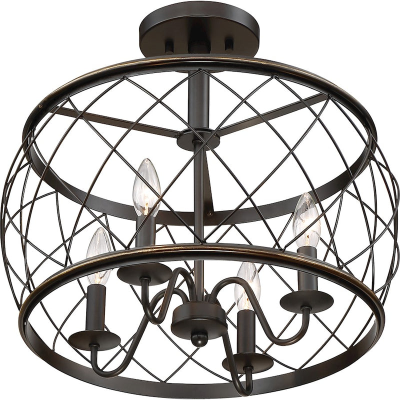 Quoizel Dury 4 Light Semi-Flush Mount, Palladian Bronze
