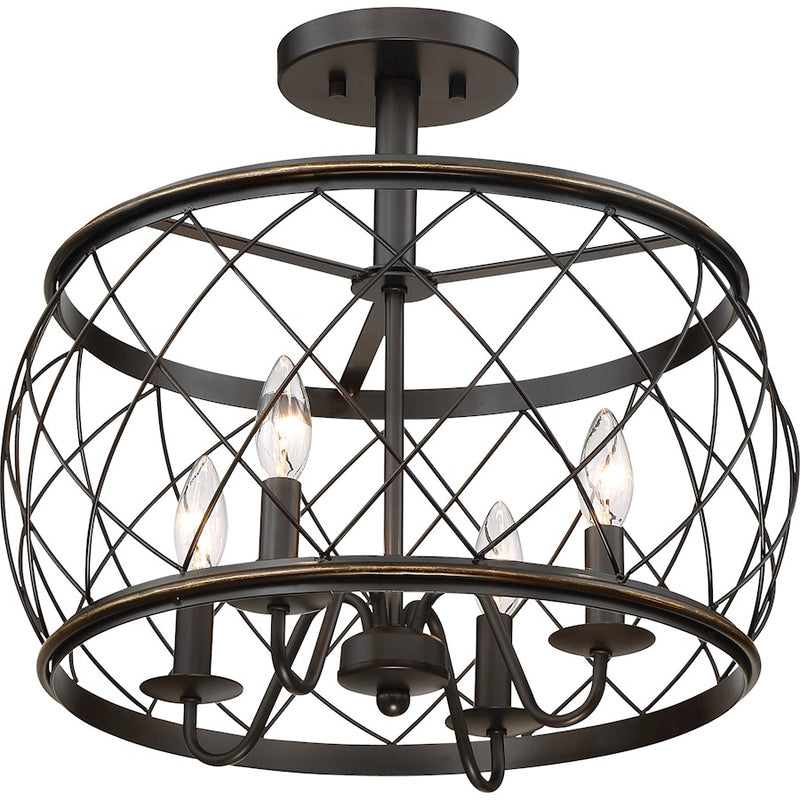 Quoizel Dury 4 Light Semi-Flush Mount, Palladian Bronze