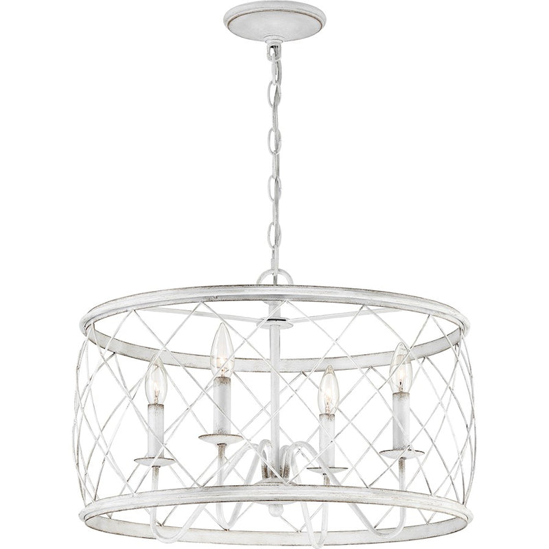 Quoizel Dury 4 Light Pendant, Antique White