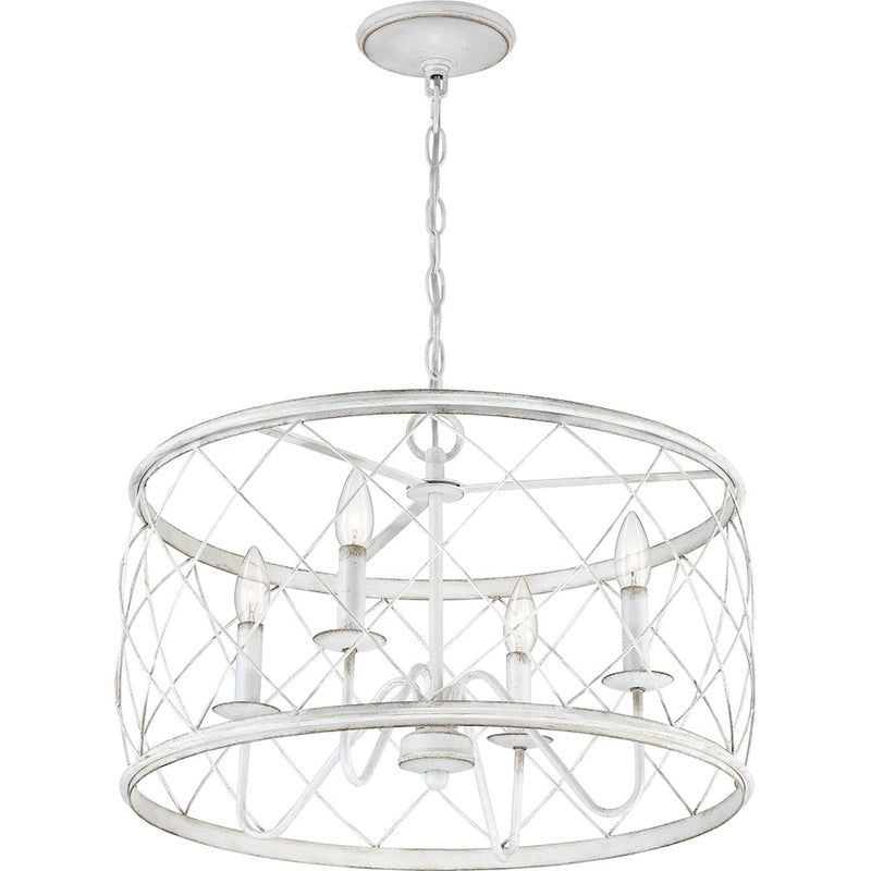 Quoizel Dury 4 Light Pendant, Antique White