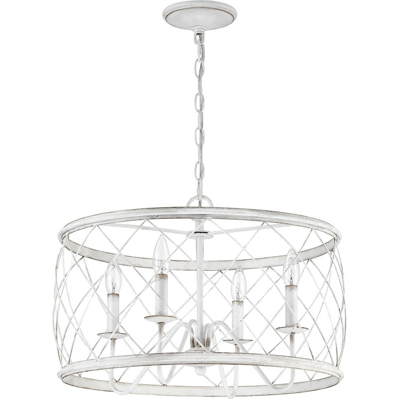 Quoizel Dury 4 Light Pendant, Antique White