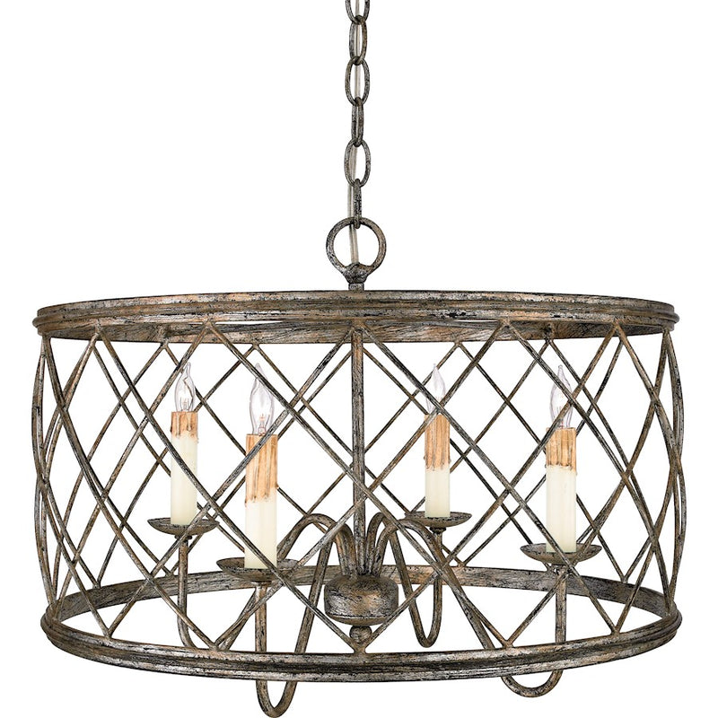Quoizel 4 Light Dury Pendant in Century Silver Leaf