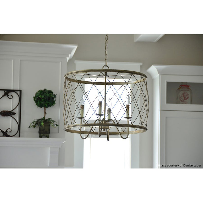 Quoizel 4 Light Dury Pendant in Century Silver Leaf