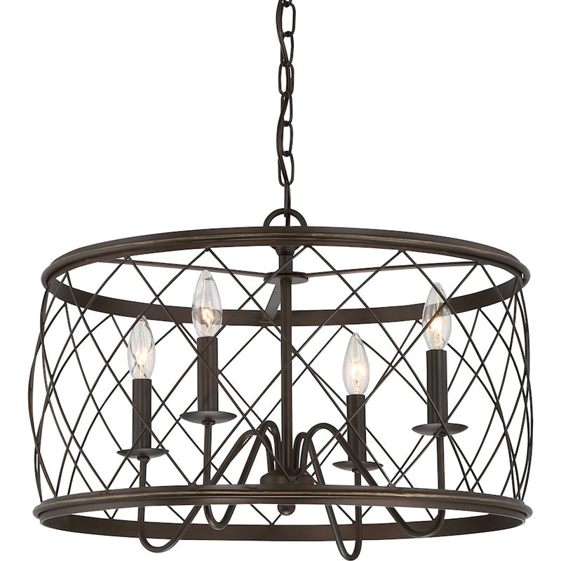 Quoizel Dury 4 Light Pendant in Palladian Bronze