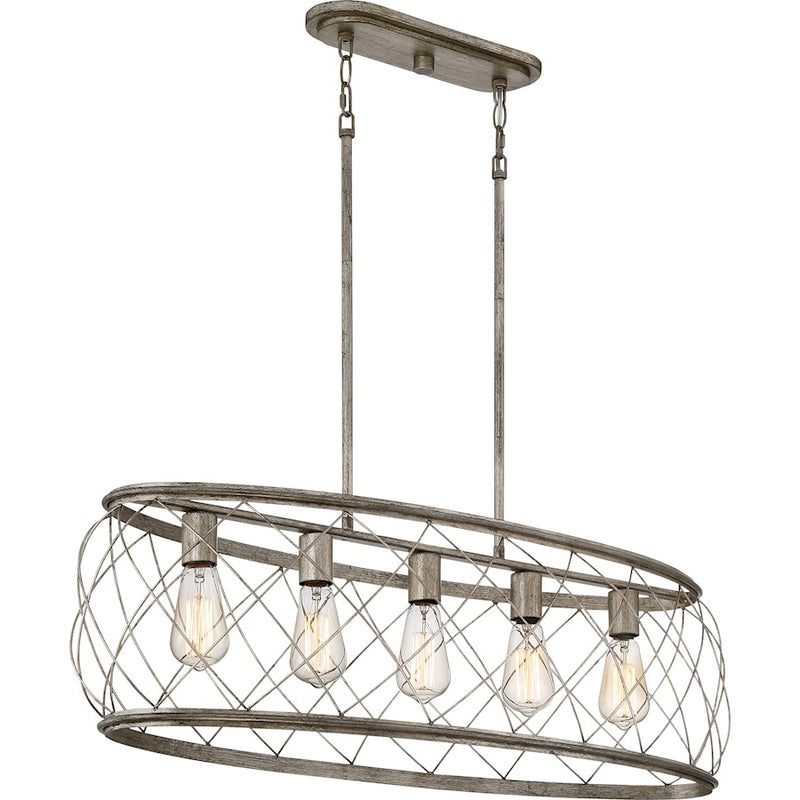 Quoizel Dury 5 Light Island Light, Century Silver Leaf