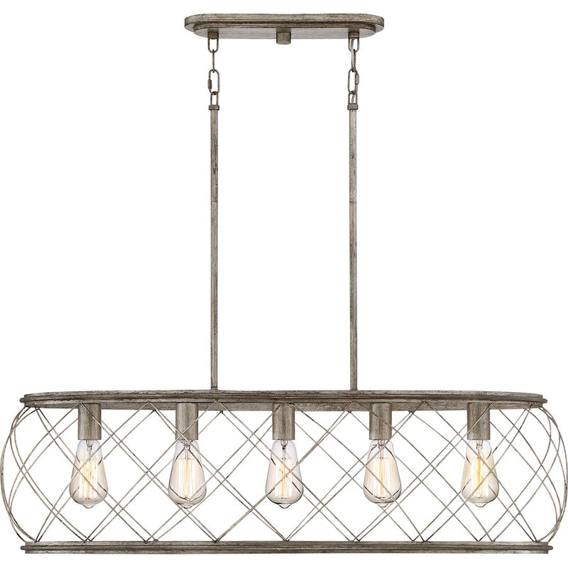 Quoizel Dury 5 Light Island Light, Century Silver Leaf