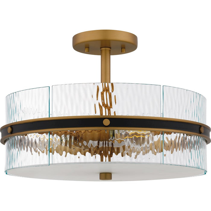 Quoizel Reagan 3Lt Semi-Flush Mount, Black/Clear Water