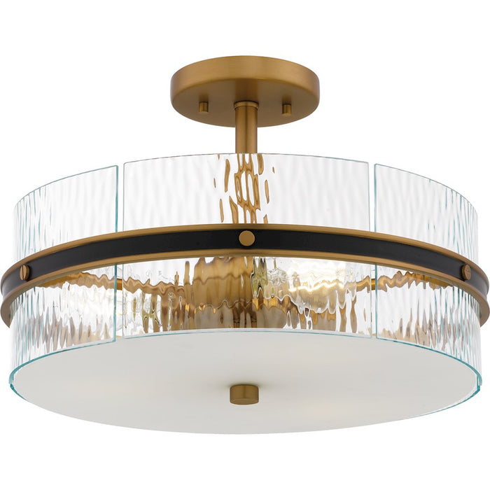 Quoizel Reagan 3Lt Semi-Flush Mount, Black/Clear Water