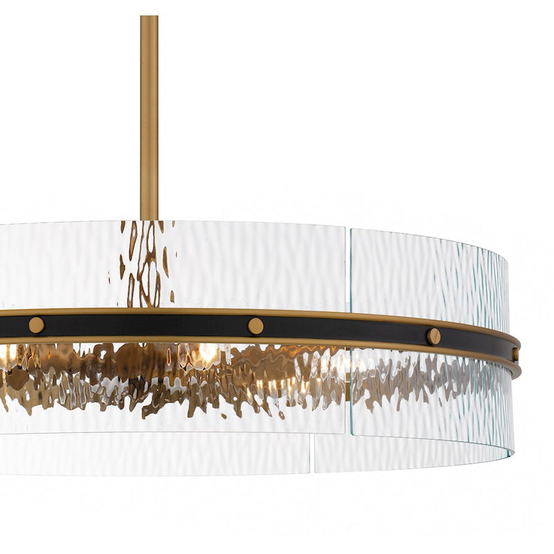 Quoizel Reagan 6Light Pendant, Matte Black/Clear Water Glass