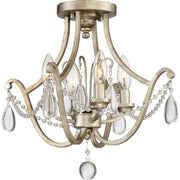Quoizel Regent 16in 4-Light Semi-Flush Mount | Traditional Vintage Gold and Glass Beading | Bedroom & Hallway | 16 x 16 x 14.5 in | Model REG1716VG