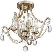 Quoizel Regent 16in 4-Light Semi-Flush Mount | Traditional Vintage Gold and Glass Beading | Bedroom & Hallway | 16 x 16 x 14.5 in | Model REG1716VG