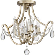 Quoizel Regent 16in 4-Light Semi-Flush Mount | Traditional Vintage Gold and Glass Beading | Bedroom & Hallway | 16 x 16 x 14.5 in | Model REG1716VG