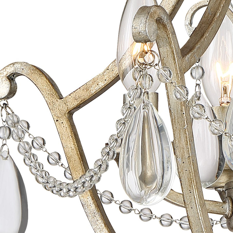 Quoizel Regent 16in 4-Light Semi-Flush Mount | Traditional Vintage Gold and Glass Beading | Bedroom & Hallway | 16 x 16 x 14.5 in | Model REG1716VG