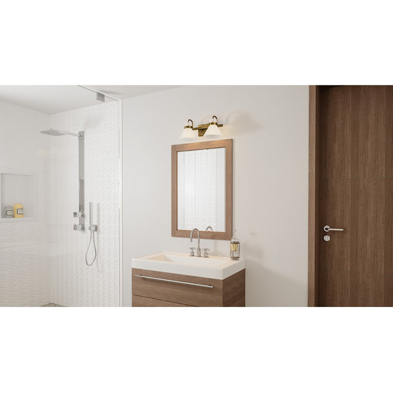 Quoizel Regency 2 Light Bath Vanity, Weathered Brass/Opal Etched