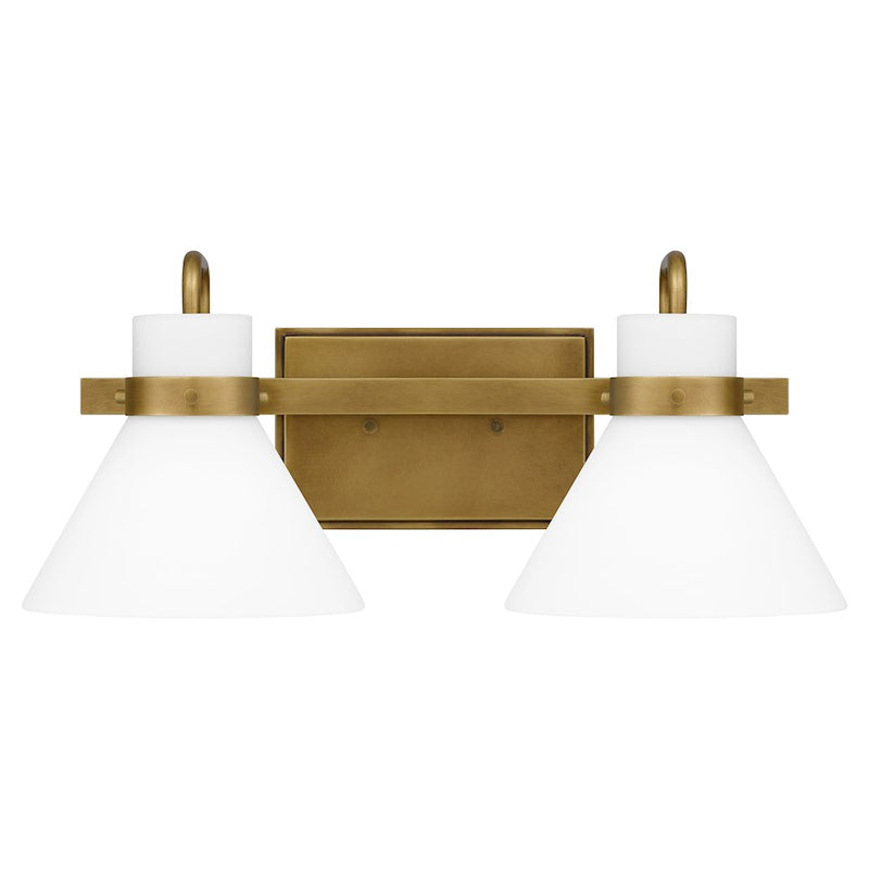 Quoizel Regency 2 Light Bath Vanity, Weathered Brass/Opal Etched