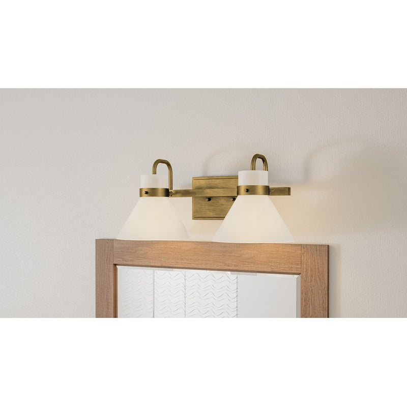 Quoizel Regency 2 Light Bath Vanity, Weathered Brass/Opal Etched