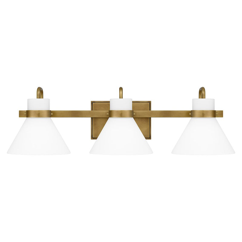 Quoizel Regency 3 Light Bath Vanity, Weathered Brass/Opal Etched
