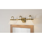 Quoizel Regency 3 Light Bath Vanity, Weathered Brass/Opal Etched