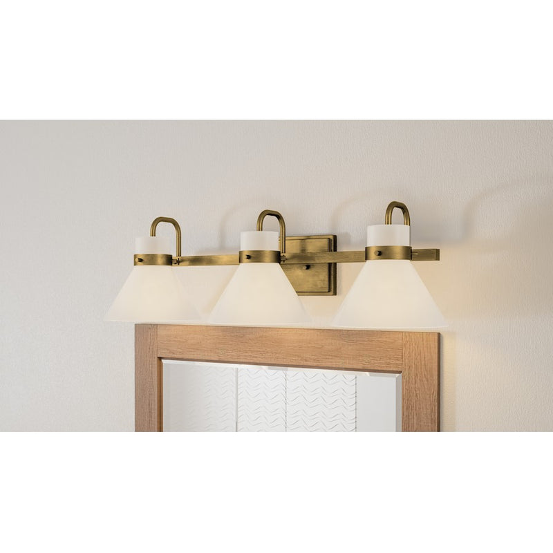 Quoizel Regency 3 Light Bath Vanity, Weathered Brass/Opal Etched
