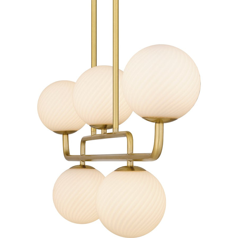 Quoizel Regis 5 Light Island Light, Gold/Opal Etched Swirled Glass