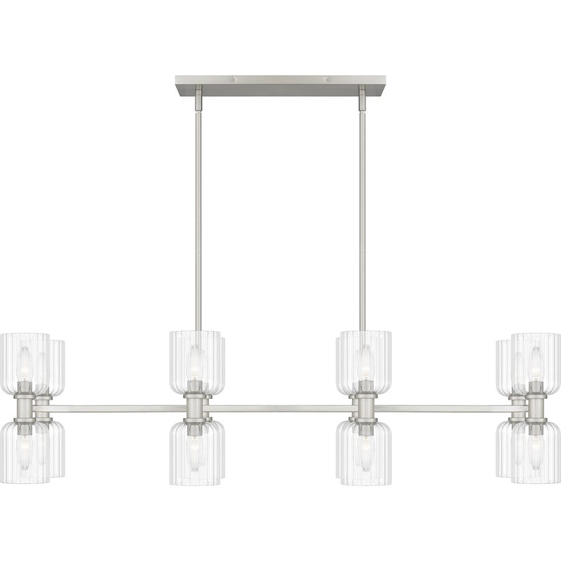 Quoizel Ramada 16 Light Island Light, Nickel/Clear Ribbed Glass